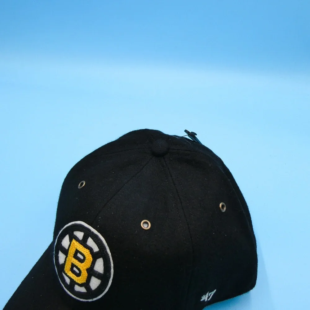 '47 Hat Mens OSFA Clean Up Boston Bruins Black Wool Blend‎ Adjustable Strapback
